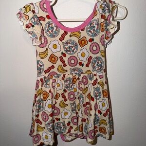Colorful Donut and Breakfast Print Dress- Bamboo